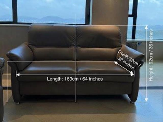 Grey Leather Sofa Set (7 seater)