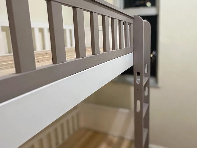 Grey Bunk Bed - Solid Wood - Space Saving