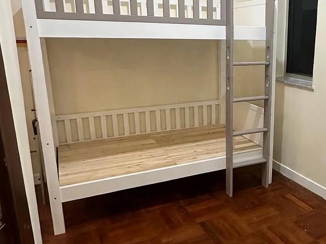 Grey Bunk Bed - Solid Wood - Space Saving