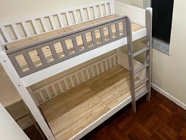 Grey Bunk Bed - Solid Wood - Space Saving