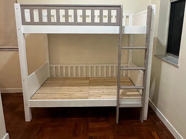 Grey Bunk Bed - Solid Wood - Space Saving