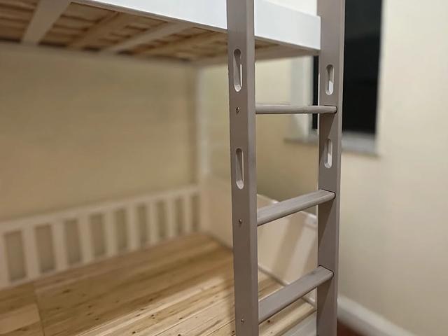 Grey Bunk Bed - Solid Wood - Space Saving