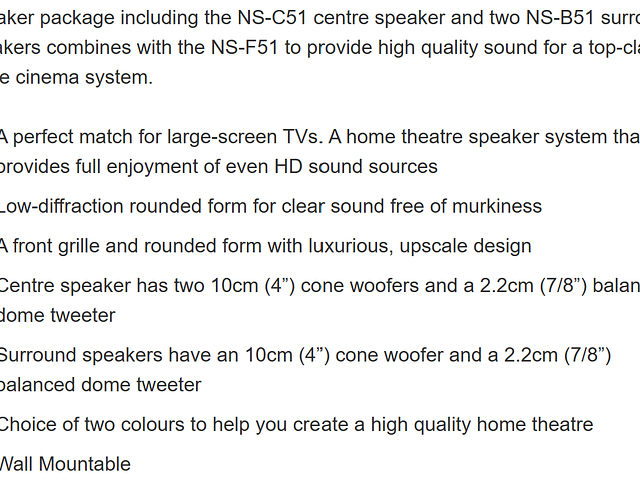 Brand New Home Theater Speakers - Yamaha NS-P51