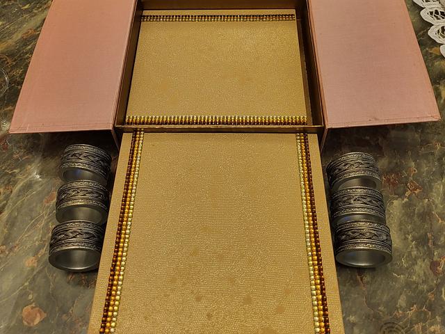 3pc table coaster with stone fancy box brand new u