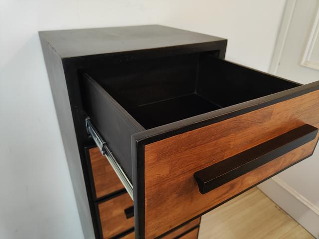 Solid Hardwood 6-Drawer Chest – Black/Brown