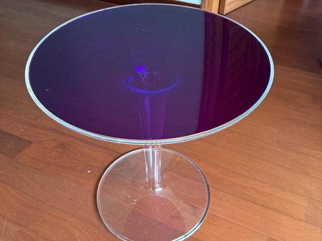 Purple Acrylic Round Side Table with Transparent B
