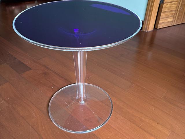 Purple Acrylic Round Side Table with Transparent B