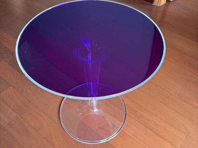 Purple Acrylic Round Side Table with Transparent B