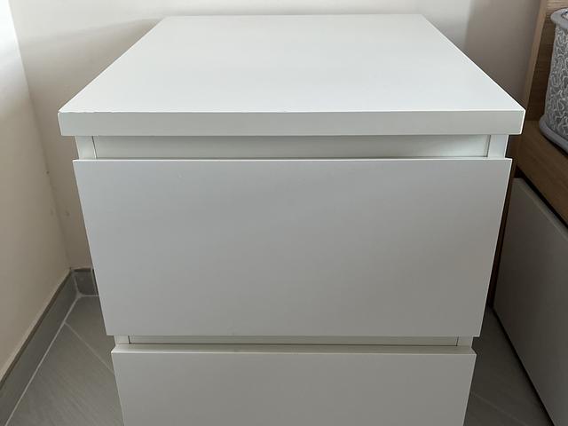 White 2-drawer bedside table cabinet storage