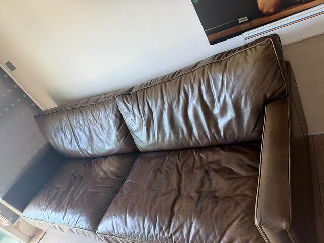Comfortable Dark Brown Leather 2-Seater Sofa