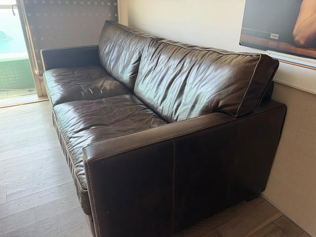 Comfortable Dark Brown Leather 2-Seater Sofa