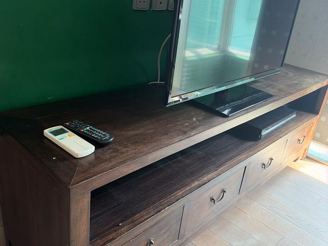 Rustic Solid Wood TV Console with Drawers