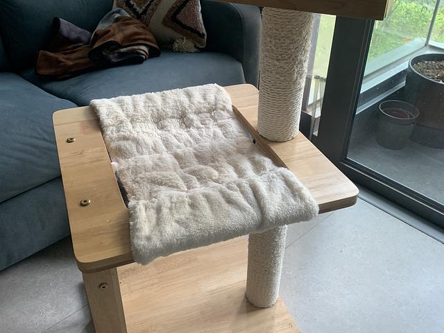 Cat climbing tower with scratching post
