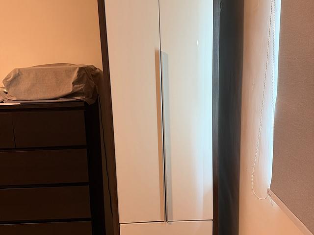 Cupboard with hanging rod, shelves and drawers