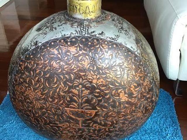 Large Copper‑Plated Iron Vase