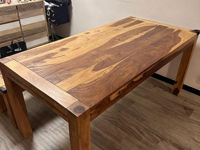 Wooden table and bench