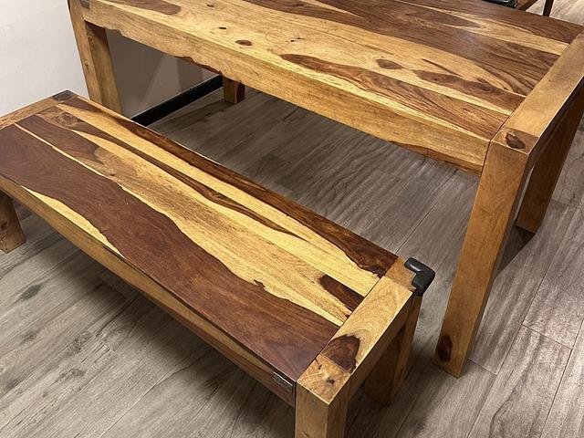 Wooden table and bench