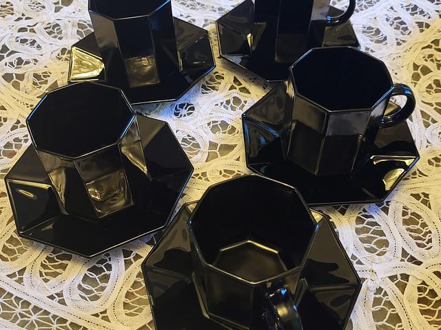 5pc set black porcelain teacup
