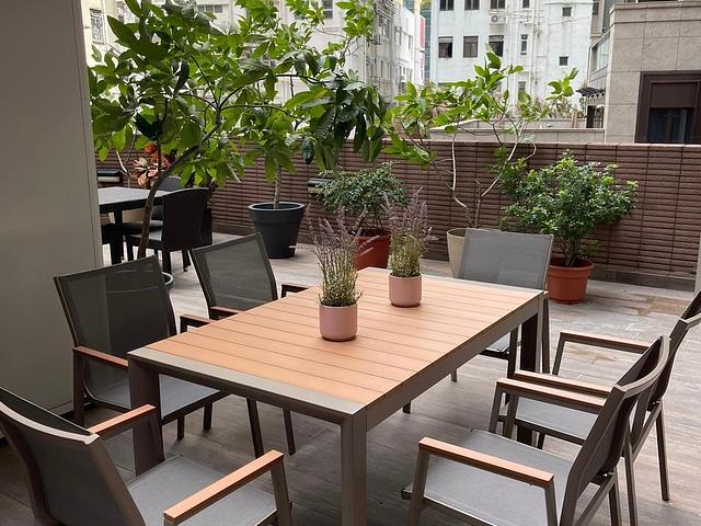 Outdoor Aluminum Plastic Wood Table and Chair Gard
