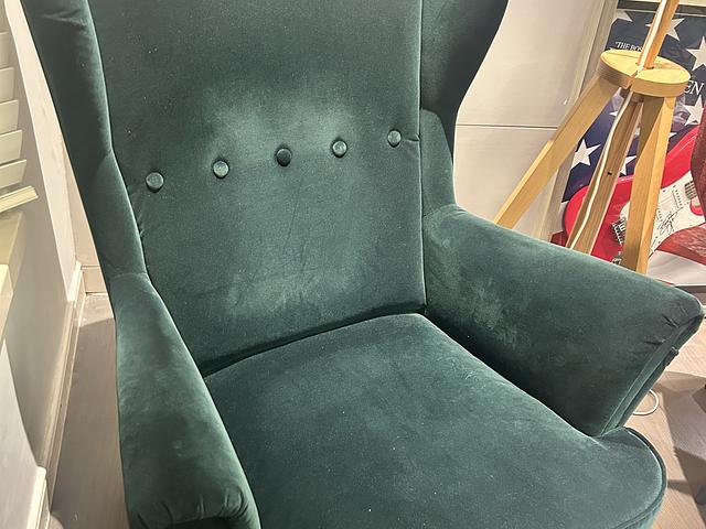Green velvet chair in perfect condition