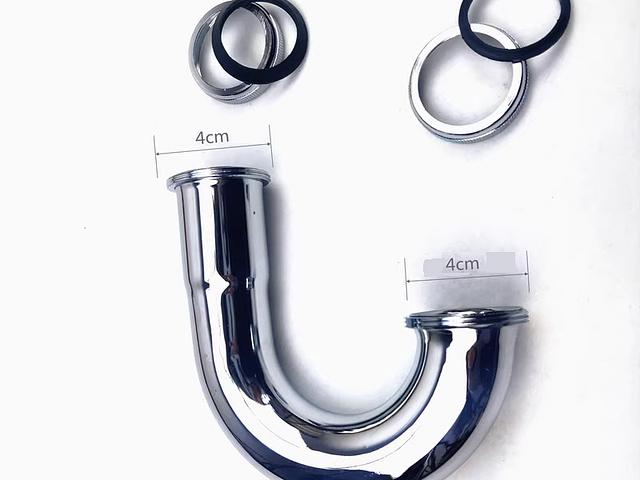 Stainless Steel J-bend Trap Brass Nuts Drain Pipe 