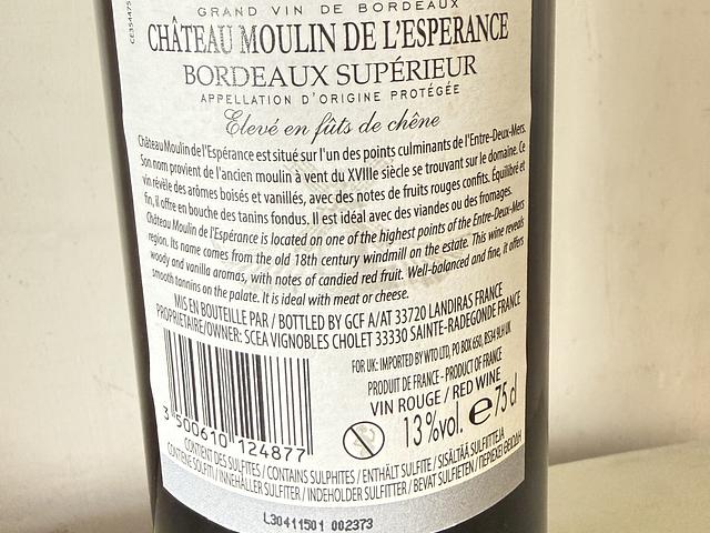 Château Moulin de l'Espérance 2019 Bordeaux Red