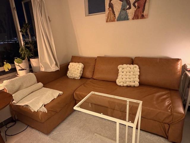 Ikea L shape sofa bed, new covers