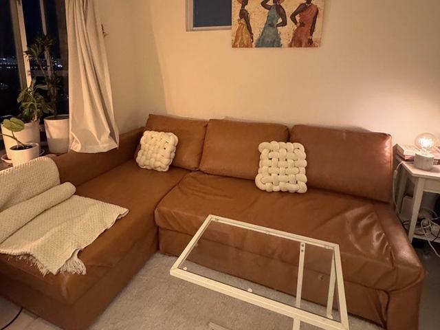 Ikea L shape sofa bed, new covers
