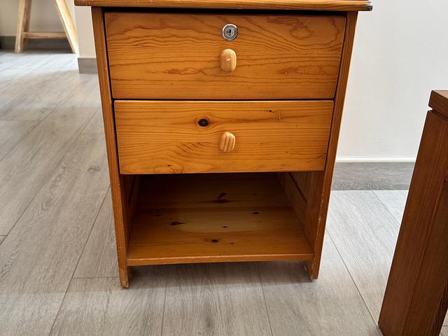 FREE Solid Pine Bedside Table — 2 Drawers + Shelf 