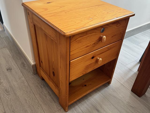 FREE Solid Pine Bedside Table — 2 Drawers + Shelf 